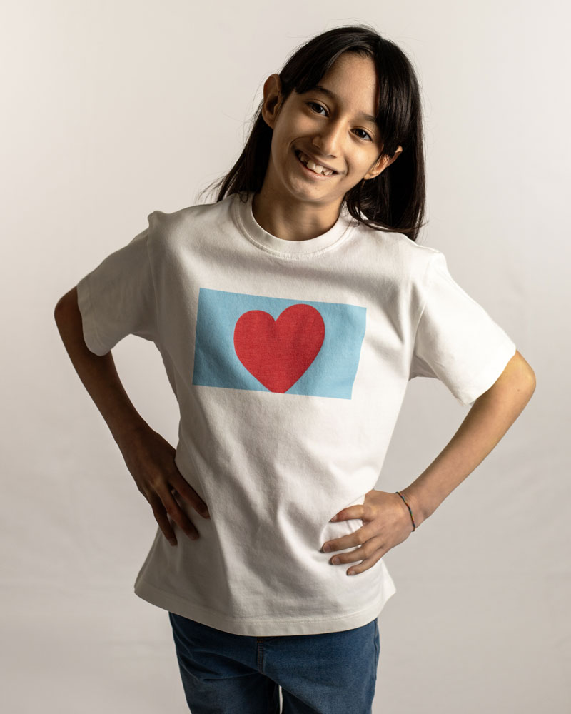 T-shirt unisex bianco - Cuore quadrato